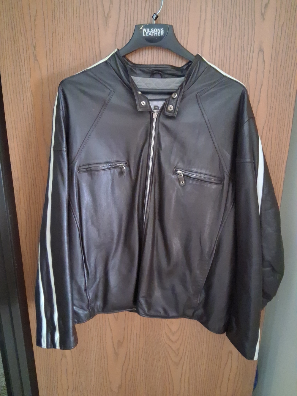 Wilsons Leather Vintage M Julian Cafe Racer Motorcycle Jacket Brown Mens 2X